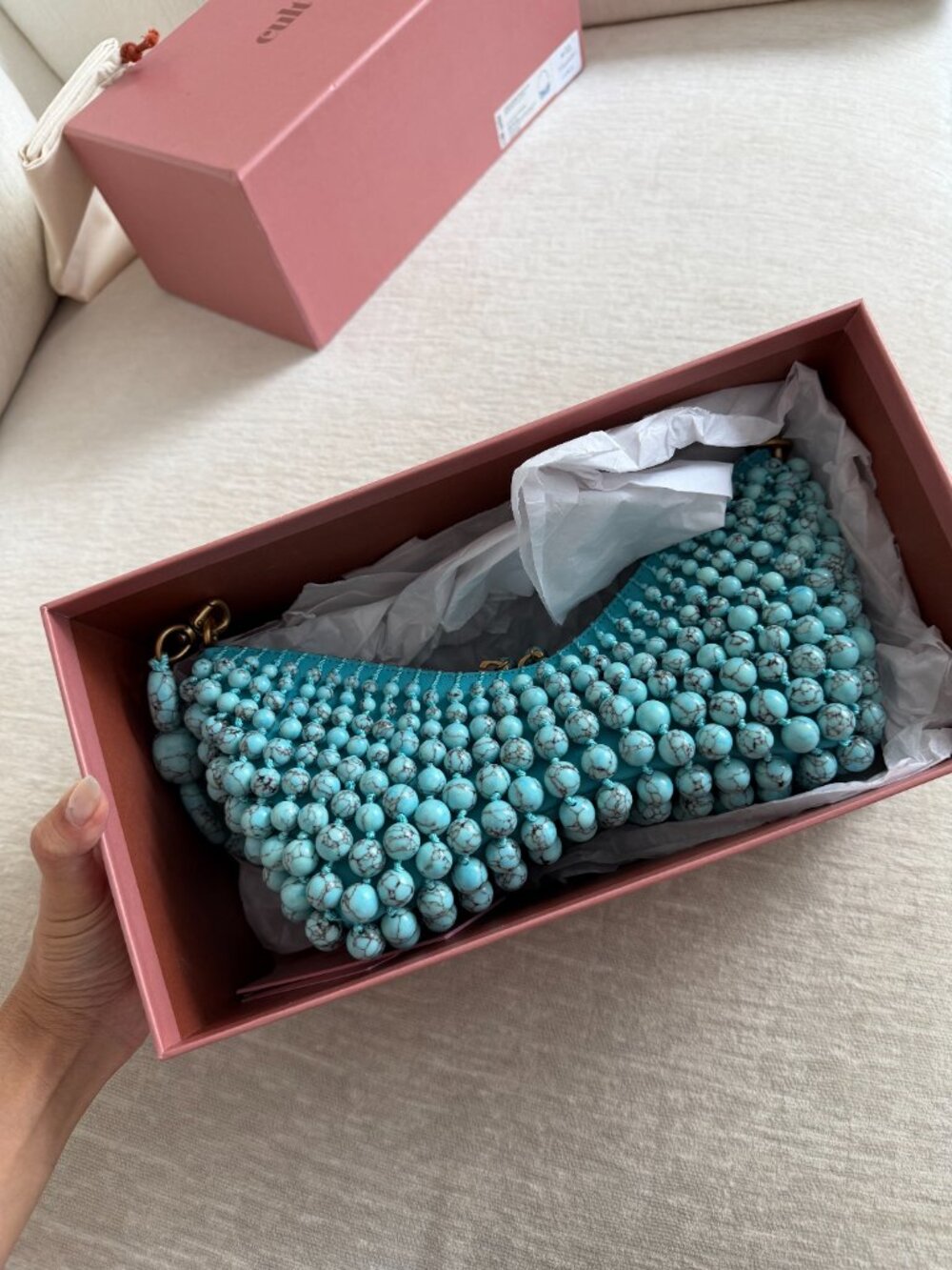 Brand New Cult Gaia Mercier Shoulder Bag Ibiza Turquoise Beaded Clutch NWT - Picture 6 of 6